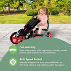 Hauck Speedster Pedal Go Kart w/ Adjustable Bucket Seat for Kids Ages 4 to 8, Fire Rescue