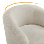 Yaheetech Upholstered Club Chair Accent Barrel Chair, Ivory