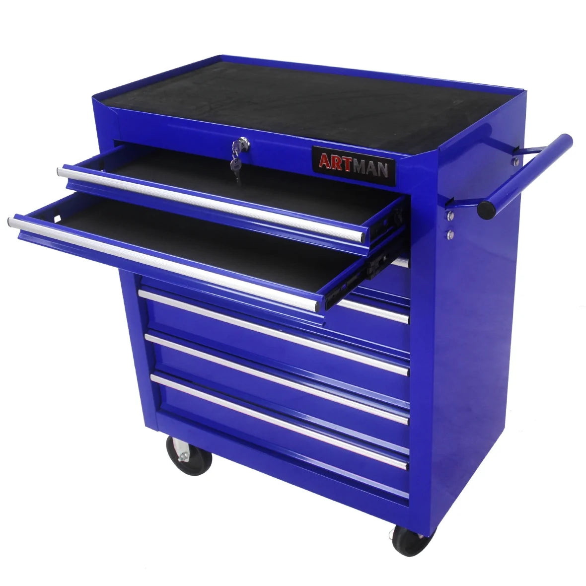 7-Drawer Metal Rolling Tool Chest with Wheels, Tool Storage Cabinet with Locking System, Toolbox with Wheels for Garage, Warehouse, Workshop, Repair Shop, Red