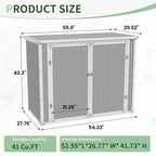 UDPATIO Outdoor Storage Shed 5x3 FT, Resin Garden Shed for Backyard, Patio, Lawn, Grey & White