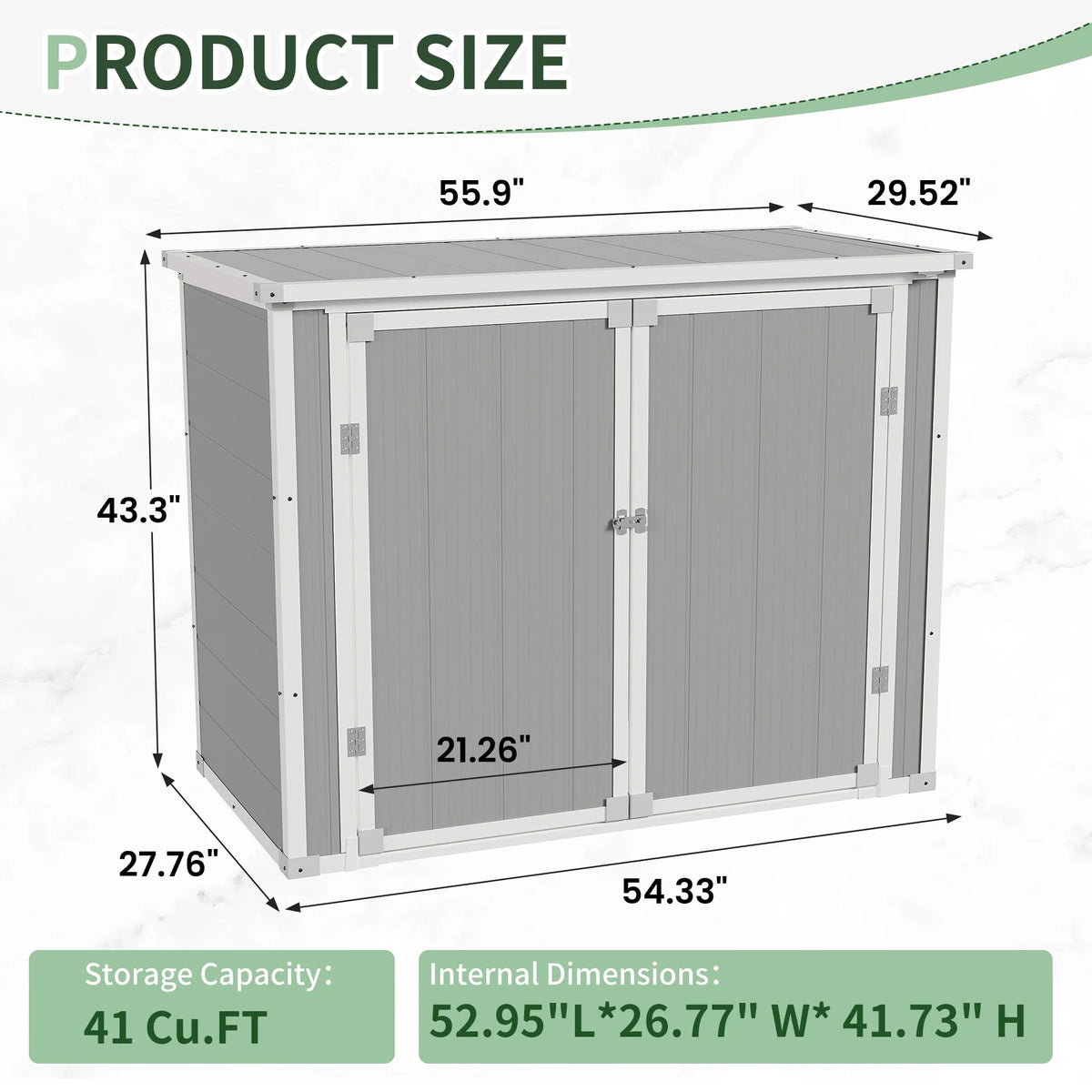UDPATIO Outdoor Storage Shed 5x3 FT, Resin Garden Shed for Backyard, Patio, Lawn, Grey & White