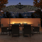 Costway 10 FT Solar Offset Hanging Umbrella Patio Cantilever Umbrella with 32 LED Lights Brown