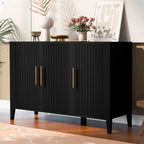 Black Accent Cabinet, Atumon Storage Cabinet Furniture, Modern Buffet Sideboard, Wooden Accent Cabinet with 3 Doors, Accent Storage Cabinet for Entryway Hallway Living Room, 48"L x 17.7"W x 31.9"H