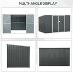 Outsunny 4.6' x 9' Metal Outdoor Storage Shed, Garden Utility Tool House with Double Lockable Doors for Backyard, Patio, Lawn, Garage, White