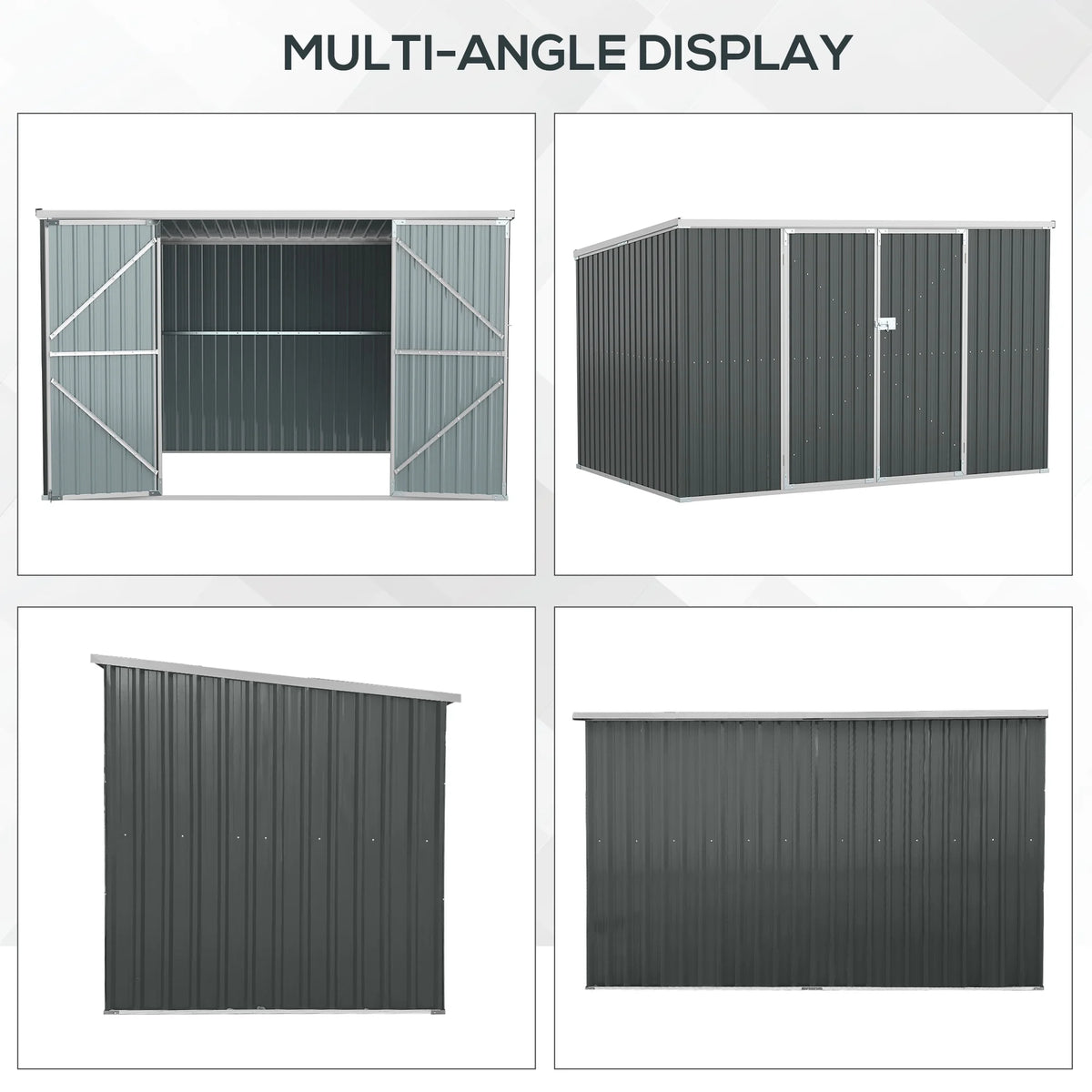Outsunny 4.6' x 9' Metal Outdoor Storage Shed, Garden Utility Tool House with Double Lockable Doors for Backyard, Patio, Lawn, Garage, White