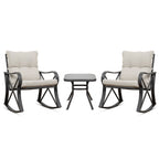 COSIEST 3 Piece Metal Bistro Set with Beige Cushions, Coffee Table