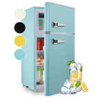 3.5 Cu.ft Compact Refrigerator WANAI Dual Doors Handles Mini Fridge with Top Freezer Blue New