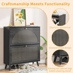 Shoe Storage Cabinet with 2 Flip Drawers, Modern Shoe Cabinet Storage for Entryway, Entryway Shoe Storage