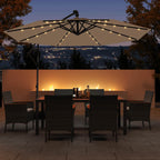 Costway 10 FT Solar Offset Hanging Umbrella Patio Cantilever Umbrella with 32 LED Lights Brown