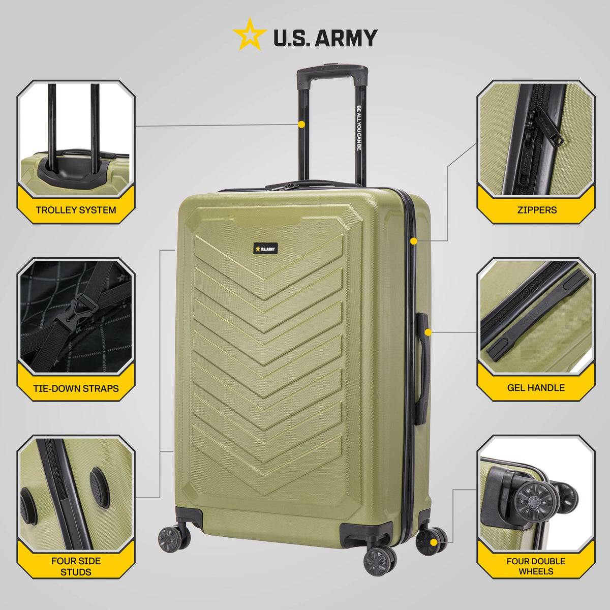 US ARMY FOX 28" Large Suitcase Black