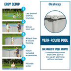 Bestway Hydrium 15' x 48" Steel Wall Above Ground Swimming Pool Set, Gray