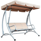 Outsunny 3 Person Patio Swing Seats, Porch Swing with Stand & Adjustable Canopy, Heavy Duty Outdoor Swing Chair Bench for Adults, Black