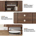 Laintene 59" TV Stand, Fluted TV Stand for TVs up to 65", Entertainment Center with Storage and Sliding Doors, Modern Media Console with Power Outlet for Living Room, Walnut