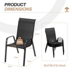 Arlopu 8Pcs Patio Dining Chairs Outdoor Stackable Armrest Chairs for Lawn Garden Backyard