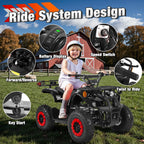 ATV for Kids, 36 Volt Ride on Toys, 500w Motor Quad Bike for Big Kids, Power Car Wheel with Metal Frame, Speed Control, Suspension, Black