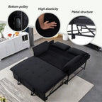 Gewnee 46" Velvet Sleeper Sofa Reclining Convertible Futon Couch Bed for Living Room, Guest & Small Spaces(Black)