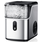 Simzlife Nugget Ice Maker Countertops, 35.9lbs Per Day Portable Pebble ice machine, Crushed Sonic ice maker with Soft Chewable Ice for Home, Party, RV, Camping, Stainless Steel Silver