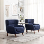 ALEAVIC White Accent Chair Upholstered Armchair with Solid Wood Legs