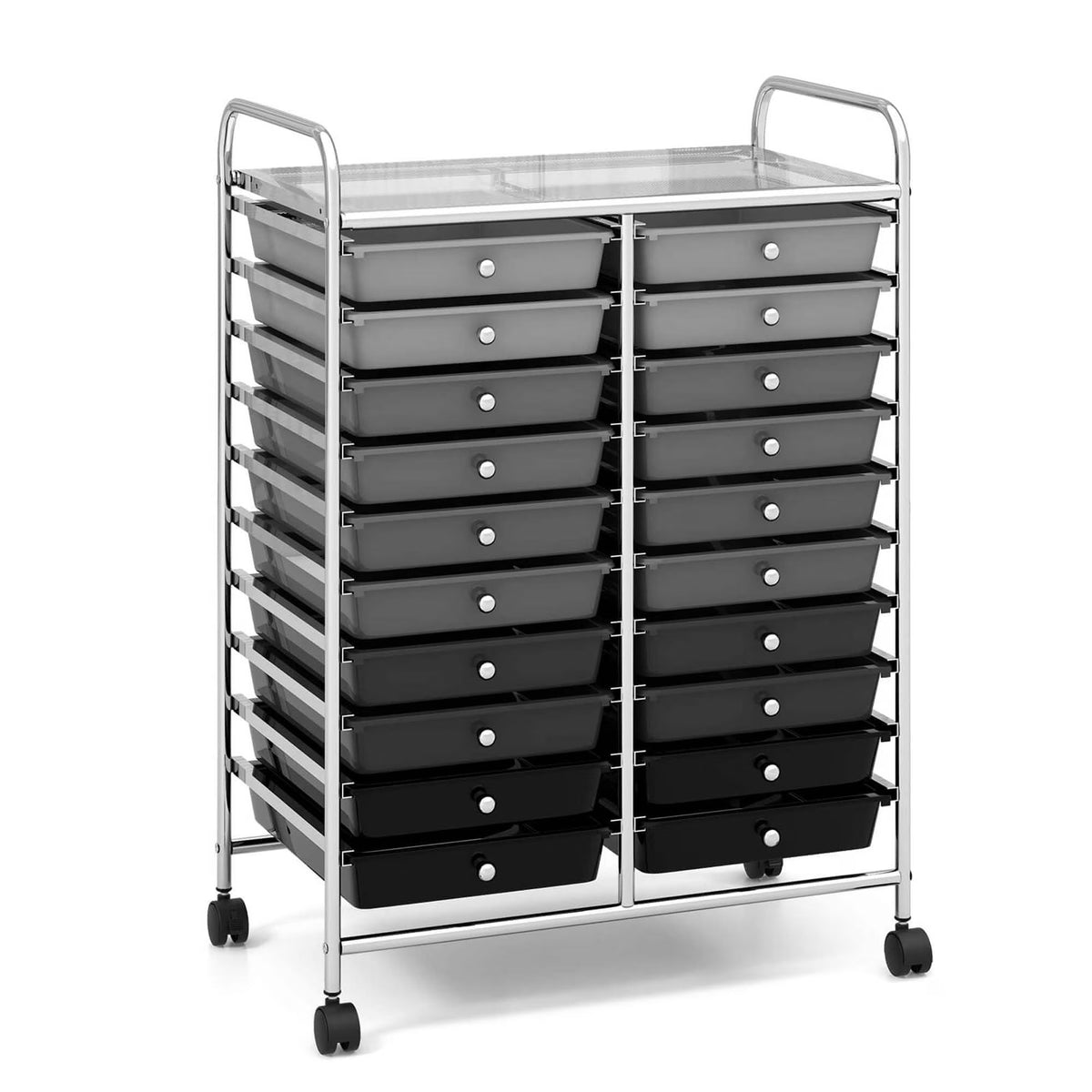 Costway 20 Drawer Rolling Storage Cart Tools Scrapbook Paper Office School Organizer Yellow
