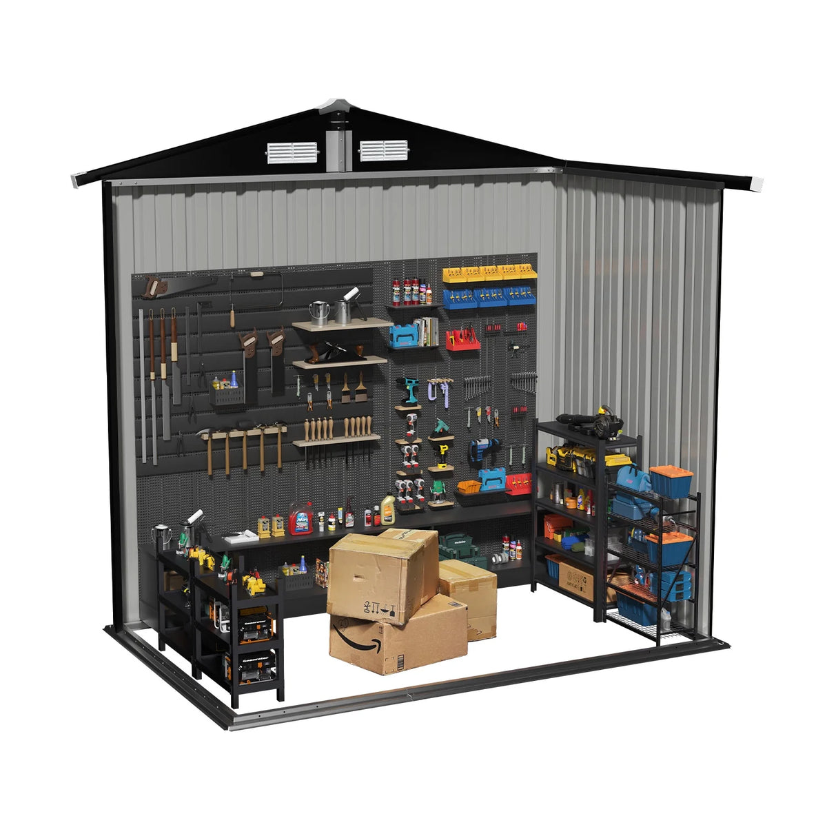 Clouddwell 6 ft. x 4 ft. Outdoor Storage Shed, Metal Garden Shed with Lockable Doors & Sloped Roof for Backyard, Patio, Poolside
