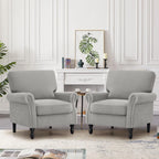 COOLHUT Modern Accent Chair Armchair, Linen Fabric Upholstered Comfy Single Sofa with Solid Wood Frame for Living Room, Gray