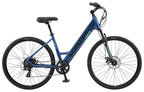 Schwinn 700c Wanderlust Unisex Electric Hybrid Bike, Matte Blue, 250w Motor, Step Thru Ebike for Adults