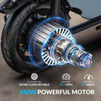 5TH WHEEL W18S 450W Motor Electric Scooter for Adults with Seat and Carry Basket, 36V 20Miles Range & 15.5Mph, 12" Foldable E Scooter for Commuting
