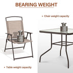 Pellebant 6 Pcs Metal & Glass Patio Dinning Set and Umbrella in Beige