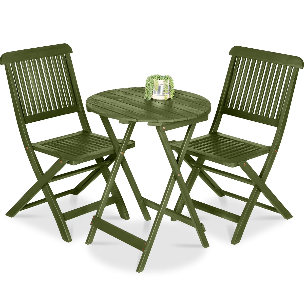 Best Choice Products 3-Piece Acacia Wood Bistro Set, Folding Patio Furniture w/ 2 Chairs, Table - Natural