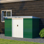 Outsunny 4.6' x 9' Metal Outdoor Storage Shed, Garden Utility Tool House with Double Lockable Doors for Backyard, Patio, Lawn, Garage, White