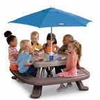 Little Tikes Outdoor Fold 'N Store Kids Picnic Table Toy with Market Umbrella, Multi-Color, Ages 2+