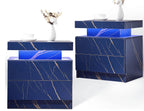 LED Nightstand Set of 2, Modern Bedside Table with 2 Drawers Storage Space, Adjustable Colors LED Light, Black