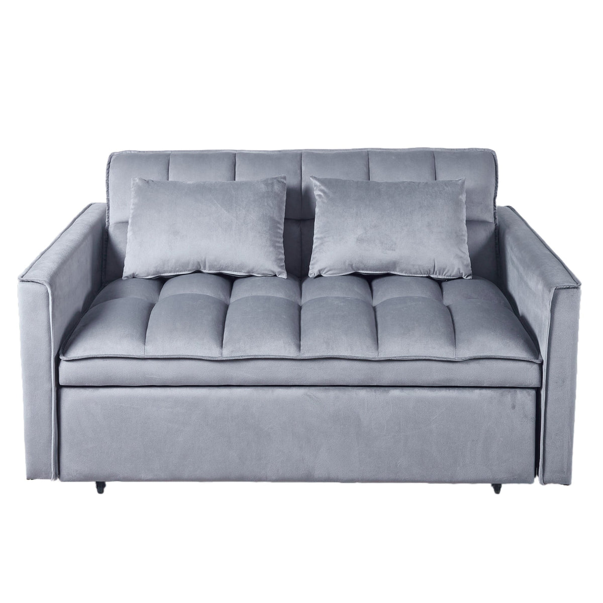 Gewnee 55'' Modern Convertible Velvet Sofa Bed with Pull-Out Twin Bed, Adjustable Backrest for Living Room, Office (Dark Gray)