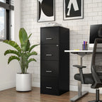 Staples 4-Drawer Vertical File Cabinet Locking Letter Black 18"D (52152) 16883/52152