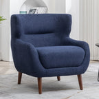 ALEAVIC White Accent Chair Upholstered Armchair with Solid Wood Legs