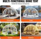 Garden Dome Tent House, Upgraded Garden Tent with PVC Transparent Cover and Window, Waterproof Outdoor Geodesic Dome Camping Shelter for Patio