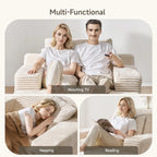 65" Corduroy Cloud Sleeper Chaise Lounge Chair, No Assembly Sofa Bed with Pillows, Beige