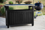 Unity XL Resin Serving Station, All-Weather Plastic and Metal Grill, Storage and Prep Table, Graphite