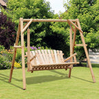 Outsunny Wooden Swing Bench, Garden Swing Chair, Brown