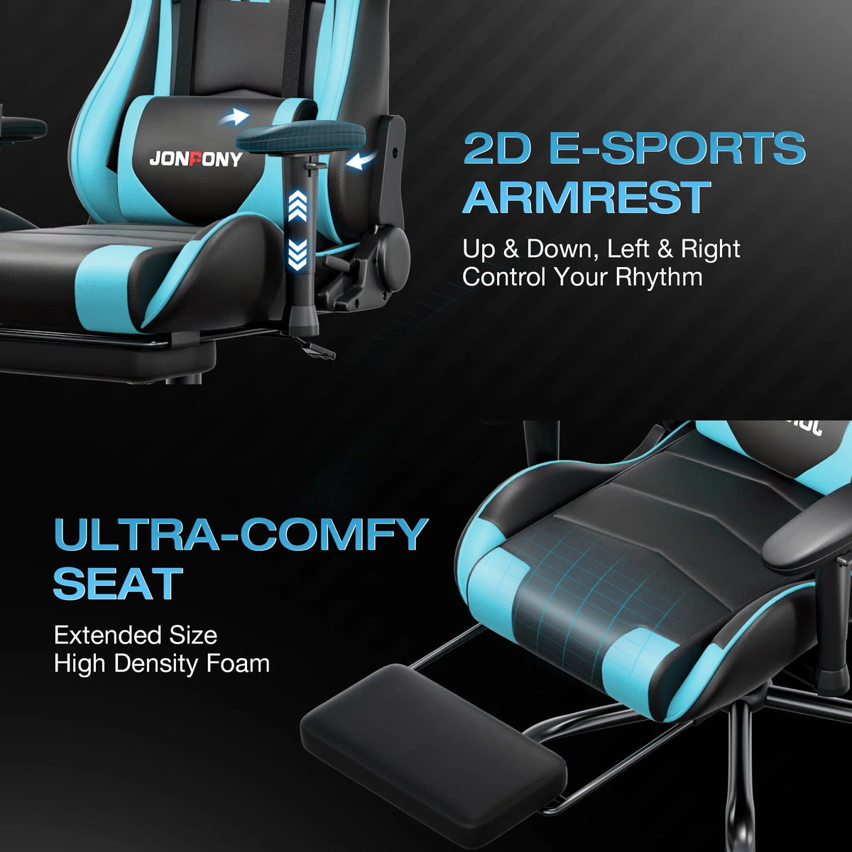 JONPONY Big and Tall 500LBS Gaming Chair, Ergonomic Design, Gamer Chair PU Leather with Footrest and Lumbar Support, High Back Office Chair Support 8 Hours Long Sitting,Red Computer Chair,Red