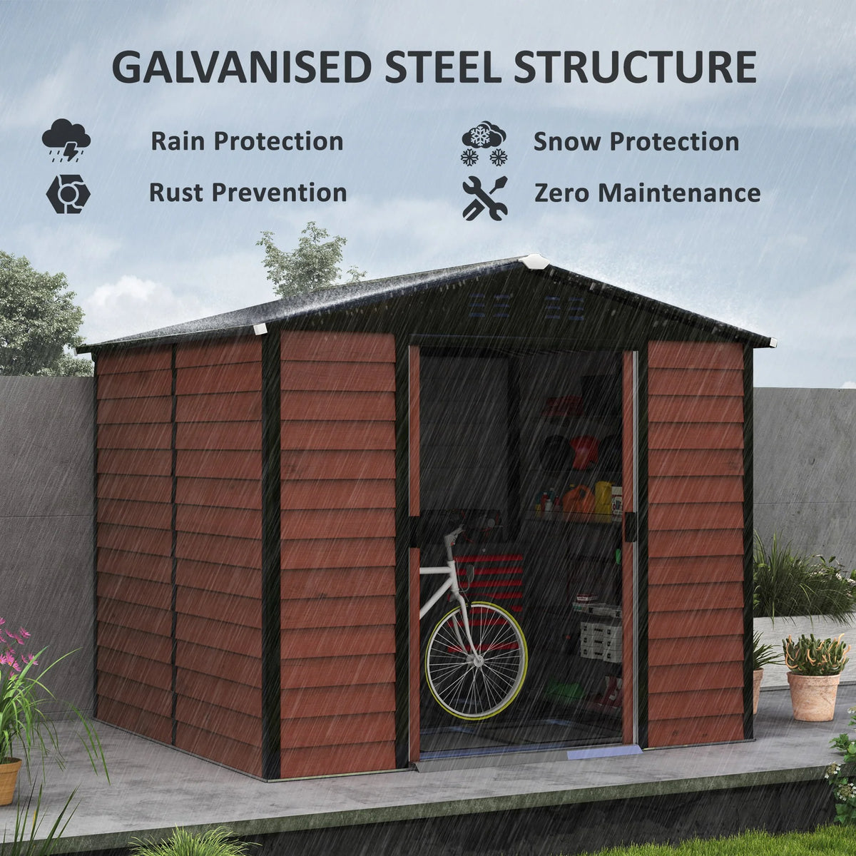 Outsunny 7' x 4' Metal Storage Shed Organizer, Garden Tool House with 4 Vents and 2 Sliding Doors for Backyard, Patio, Garage, Lawn, Dark Gray