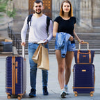 5 Piece Luggage Sets  and Travel Duffel Bag, ABS Hardshell Hardside Checked Luggage with TSA Lock and Double Spinner Wheels Suitcase, Deep Blue