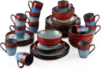 Vancasso,16-Piece Stoneware Dinnerware Set, Blue Dinner Set, Service for 4