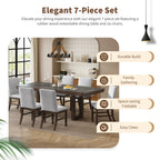 Harper & Bright Designs Farmhouse 7 Pieces Extendable Dining Table Set for 6, Solid Wood Kitchen Table with Butterfly Leaf and 6 Upholstered Chairs, Brown