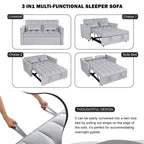 Gewnee 55'' Modern Convertible Velvet Sofa Bed with Pull-Out Twin Bed, Adjustable Backrest for Living Room, Office (Dark Gray)