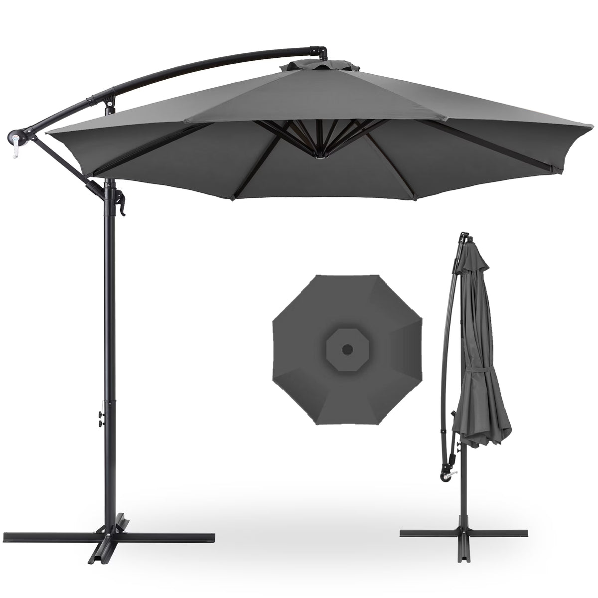 Best Choice Products 10ft Offset Hanging Outdoor Market Patio Umbrella w/ Easy Tilt Adjustment - Tan