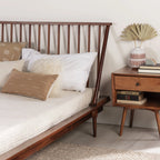 Walker Edison Modern Boho Queen Size Solid Wood Platform Bed, Walnut