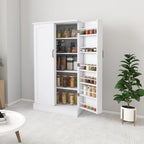 47 Kitchen Pantry Cabinet, White Buffet Cupboards Sideboard with Doors & Adjustable Shelves, Kitchen