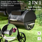 Summit Living Charcoal Grill with Offset Smoker 941 sq.in. Extra Large BBQ Grill Black