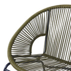 Aspen Modern Outdoor Patio Basket Loveseat, Hammock Weave Design, Metal Frame, Green